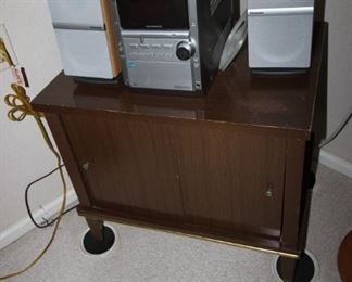 $75. Stereo set. $50. Rolling cabinet.