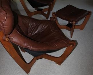 $2000 three piece set. Vintage Hjellegjerde Luna Sling lounge chairs and one foot stool.