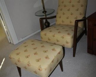 $125. Butterfly fabric armchair and foot stool.