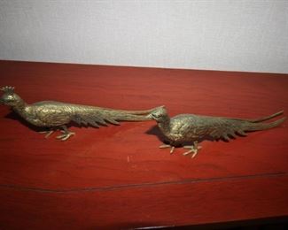 $45 pr. Pair of decorative brass peacocks.