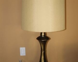 $75 each. One of two heavy brass table lamps. From base to finnial 50 inches.