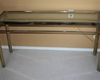 $150. Glass and brass sofa table. 52x16x26
