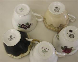 $45 all. Assorted tea cups and saucers. Royal Albert, Crown Trent and Duchess bone china.