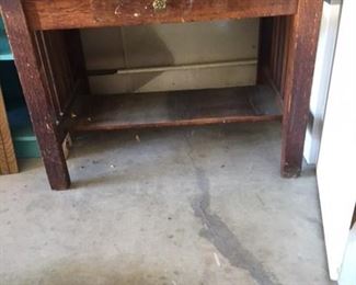 $450. Arts and Crafts Mission Oak Library Table Desk with Drawer. Has been used as a work bench.