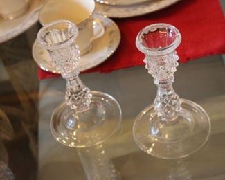 Cut glass set of candle holders