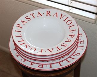 Pasta bowls and serving dish