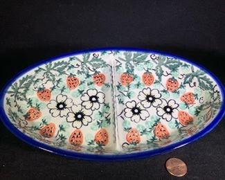 polish pottery split dish 