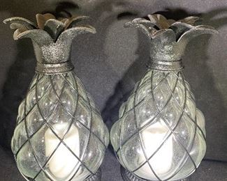 pineapple themed candle holders 