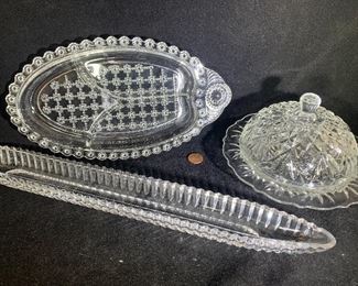 Olive tray, sectioned tray, and covered dish 