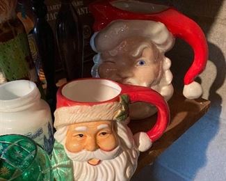 Santa mugs (2) and pitcher