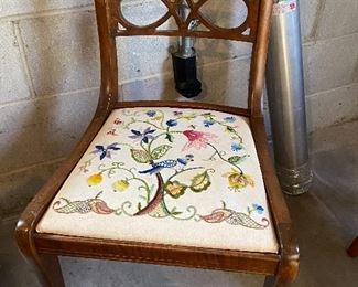 Antique chair with needlepoint seat