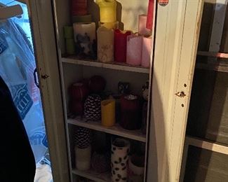 Metal cabinet, candles