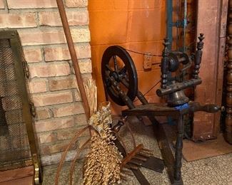 Vintage/antique rake, spinning wheel