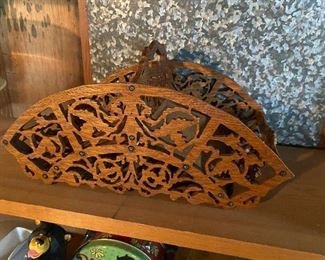 Hand carved wood carrying tray