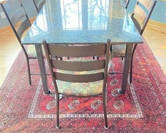 Breakfast table granite top 66x42x29h
Afghani rug 80x110