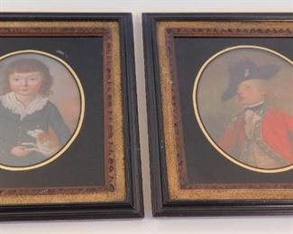 Pair ca 1800 paintings 