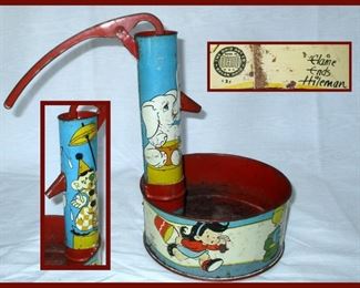 Elaine Ends Hileman Signed Tin Litho Toy Pump: The Ohio Art Company