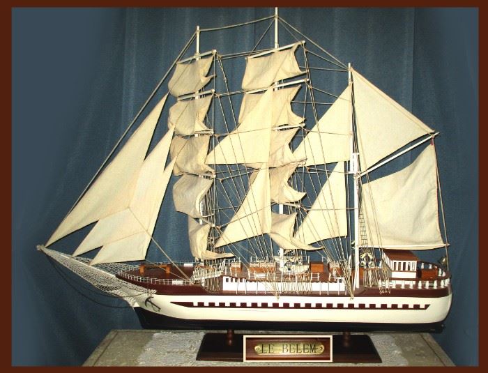 Huge One of a Kind, Hand Made Sailboat, Le Belem; Measures Approximately 5 Feet Wide by 4 Feet High 
