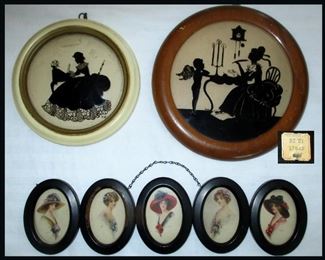 Vintage Silhouettes and Framed Small Old Connected Portraits; All Signed The Ohio Art Company. This Multi-Frame is Listed on Ohio Art Company's Historical Photo Gallery