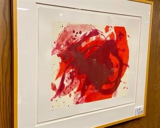 Lot 5241. $1500.00 Kazuo Shiraga "Passionate Winner"  Silkscreen. Hand signed and numbered (134/300). This sold on 1stdibs for $2550. Current retail price at Roe Gallery is $3,310 with Light Wood Frame	39"H x 46.5"W.  Only one available besides this Lithograph on the internet currently.