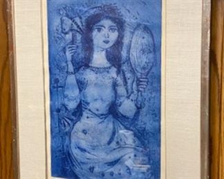 Lot 5244.  $500.00  "Girl with a Mirror" by Dimitri, an original signed lithograph.  Original price $1400. Could use a new frame and Matte.  This is an artist proof  signed on bottom right "Dimitri" and on bottom left P/A which we assume is artist proof.  
