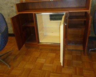 Cabinets and refrigerator on the bottom