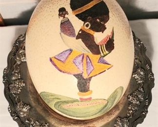Hand painted Ostrich egg 