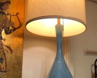 Stunning mid century modern drip glaze table lamp, completely original.