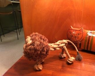 Vintage MCM rope lion by Danish artist Jorgen  Bloch