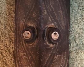 New Guinea tribal mask with shell eyes