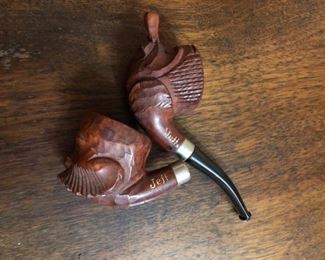 Mutt and Jeff hand carved pipes. Jeff pipe is complete.