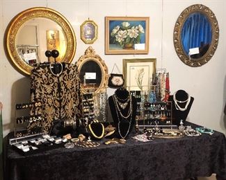 Beautiful selection of costume jewelry. Pierced earrings, necklaces, bracelets and mire. 
