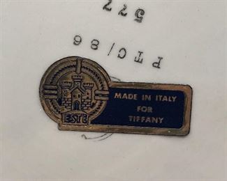 Vintage. Made in Italy for Tiffany. Trompe l’oeile eggs on a plate. 