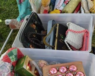More vintage Christmas, purses, toys & blankets