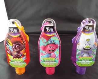 Dream works troll world tour hand sanitizer alcohol base. set of 3