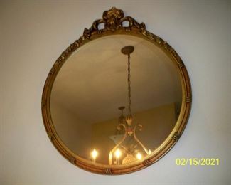 Large Vintage Round Mirror