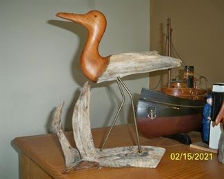 Carved wood bird