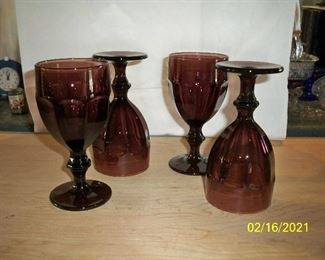 Set of 4 Libby Duratuff "Gibraltar" Purple Goblets