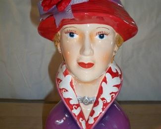 Red Hat Lady Head Vase