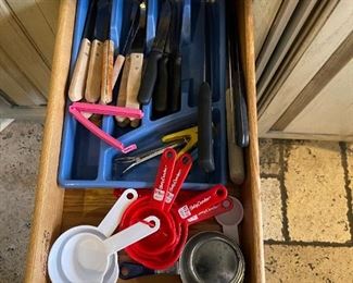 Knives, measuring cups. Yep