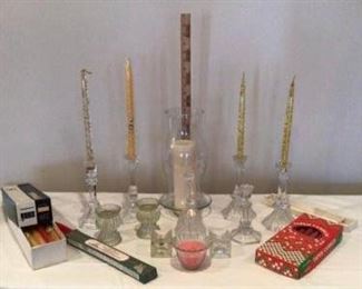 Crystal Glass Candlesticks, Candle Holders  Bell