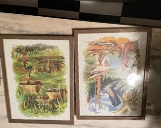 . . . love these two pieces of vintage art -- will turn them right side up soon!