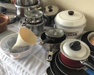 Assorted pots and pans