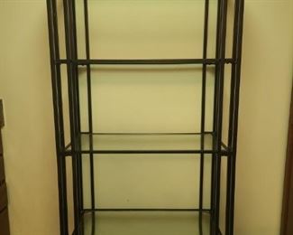 Metal frame with glass shelves in good condition. Measures 32" x 17" x 68".

https://ctbids.com/#!/description/share/768272