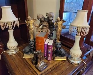 Set of End Table Lamps, Candle Holders, Book Ends, Storage Box Book, Shelving Decor.

https://ctbids.com/#!/description/share/768305