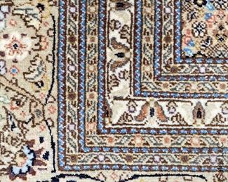 Tabriz, 11'5" x 8' lamb's wool pile with silk detail finely handknotted on cotton base. Circa 2000