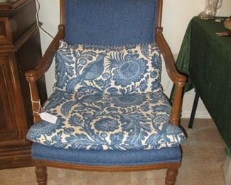1 of a Pair of Prov. Style Arm Chairs, Blue & White matches available draperies
