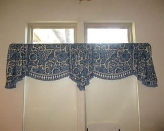 Blue & White Valance with matching drapery panels (not pictured)