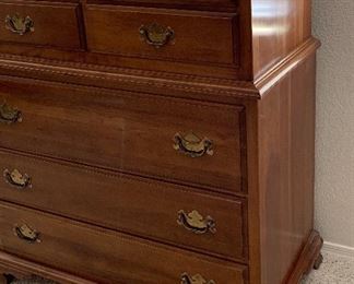KLING Cherry Bedroom Suite: Bed Frame, Dresser w Mirror, Highboy, Nightstand