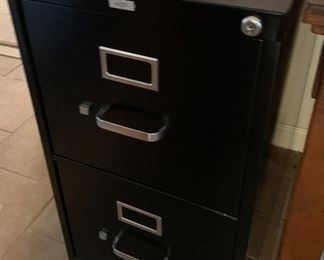 Two drawer metal file cabinet in black